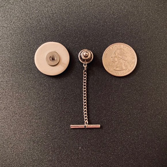 Hand-crafted Porcelain Celtic Lapel Pin or Tie Tack, Spiral Symbol - Picture 3 of 7